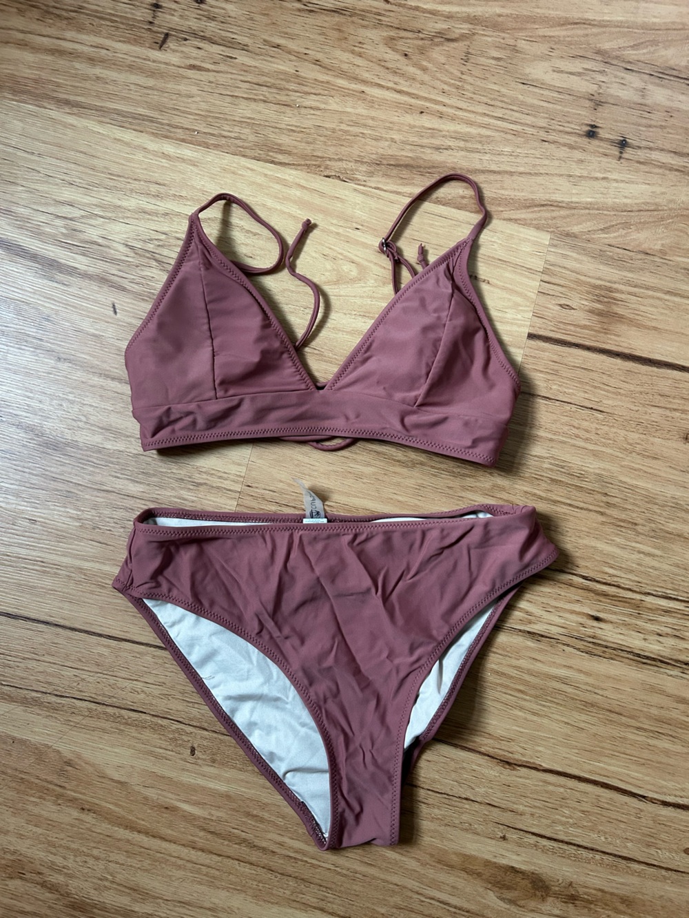 Cupshe Dusty Rose Tie-Back Triangle Bikini Set